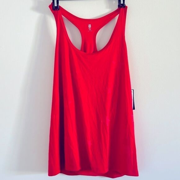 Ideology Women's Racerback Tank Top, shirt w/ Star Pattern licorice red, new - Picture 7 of 11
